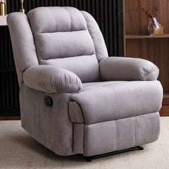 Stretchable cushioned power recliner in beige