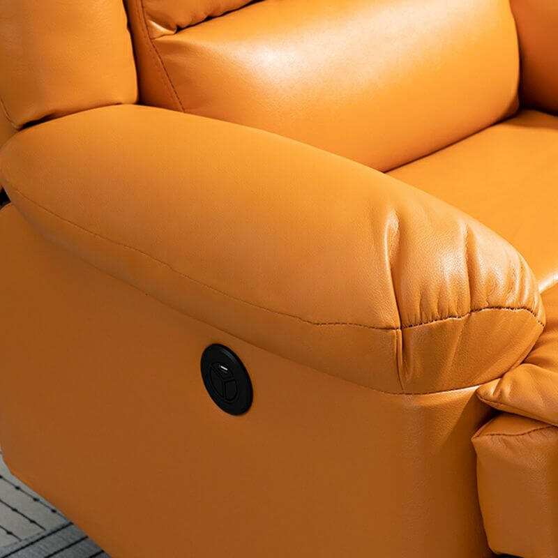 Elegant leather upholstery of the recliner