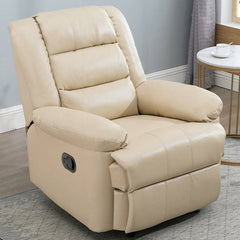 Stretchable cushioned power recliner in beige