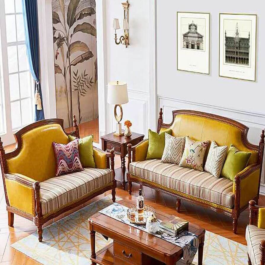 modern loveseat with nailhead decoration