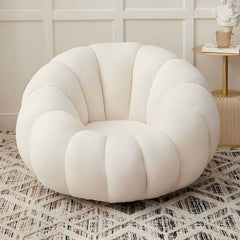 Oversized cotton filled bean bag chair in solid white color