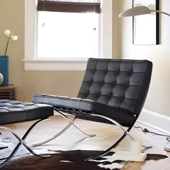 Comfortable black recliner in modern interior