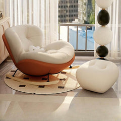 upholstered rocking chair in white and orange