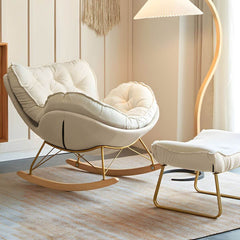 upholstered rocking chair in beige color