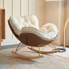 upholstered rocking chair in beige color