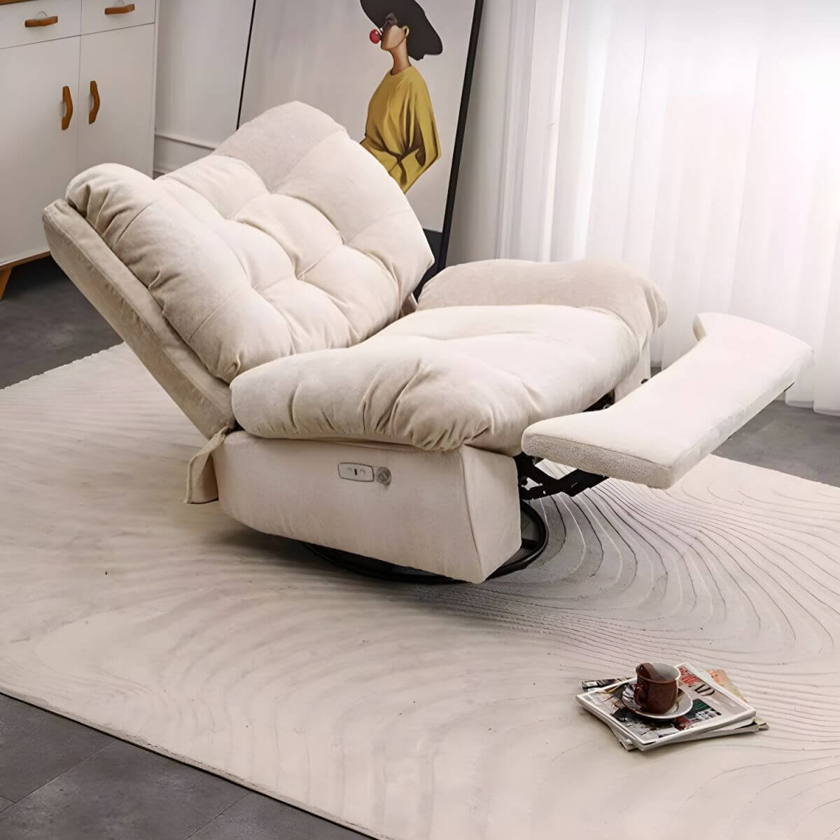 Stilvoller Chenille-Schaukelstuhl mit Tufting-Design - Modern und bequem Zweitbild