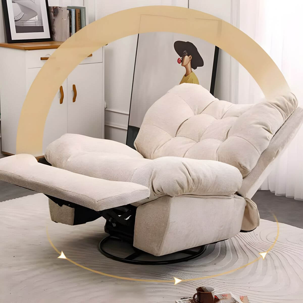 stylish rocking chair with black legs