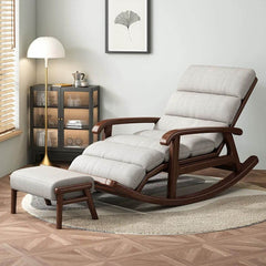 Stylish Grey Upholstered Rocking Chair Front View