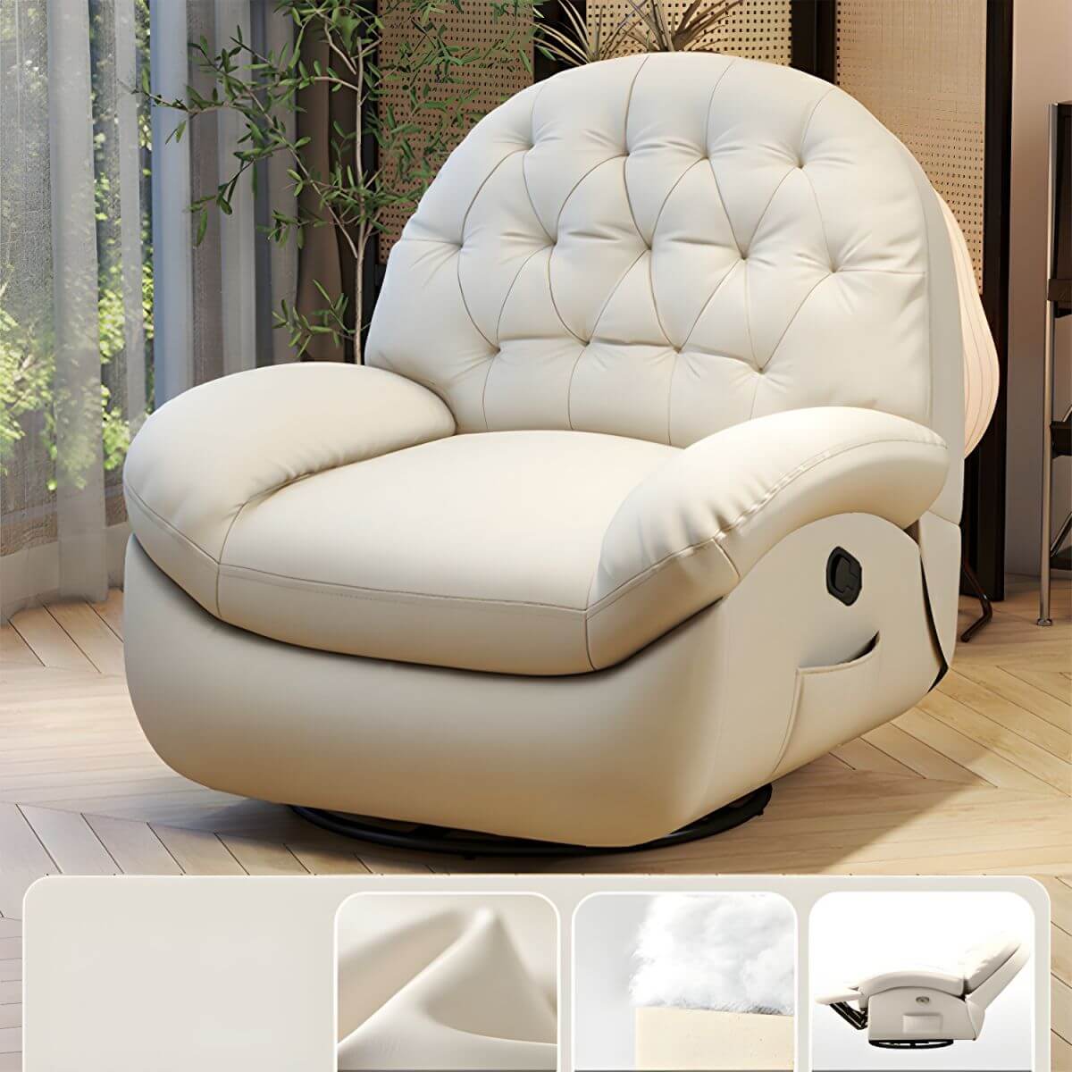 Stylish leather upholstered rocking chair in green