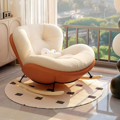 Stylish Modern Upholstered Rocking Chair in Beige Orange