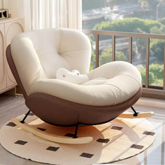 Stylish Modern Upholstered Rocking Chair in Beige Orange