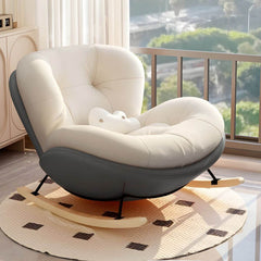 Grey Beige Upholstered Modern Rocking Chair