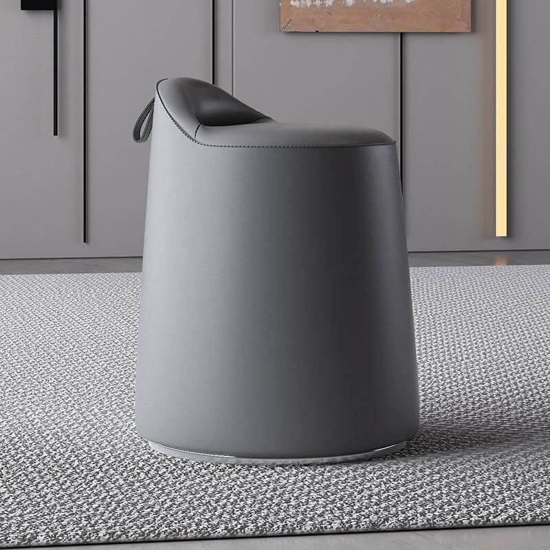 Stylish silver leg modern mini pouf ottoman in black