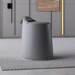 Grey faux leather cube pouf ottoman