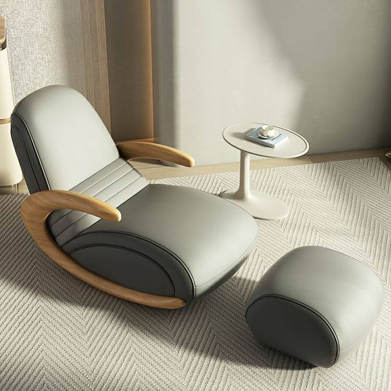 Modern design rocking chair with natural wood legs