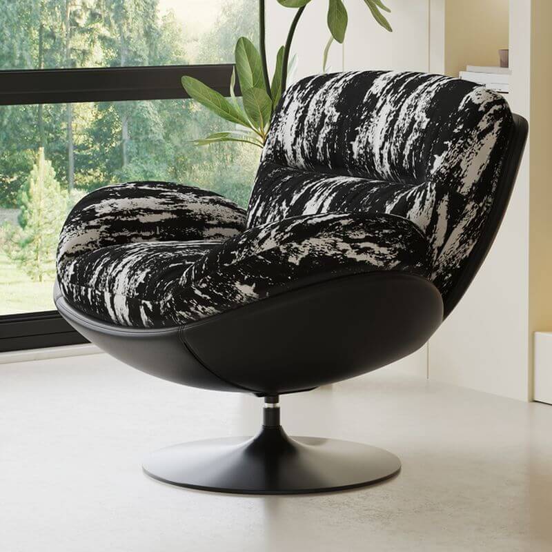 Swivel reclining lounge chair in beige and midnight black Imagen principal del producto
