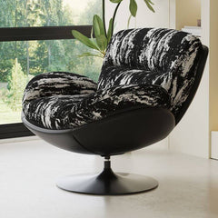 Swivel reclining lounge chair in beige and midnight black