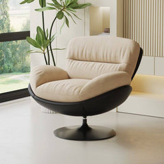 Swivel reclining lounge chair in beige and midnight black