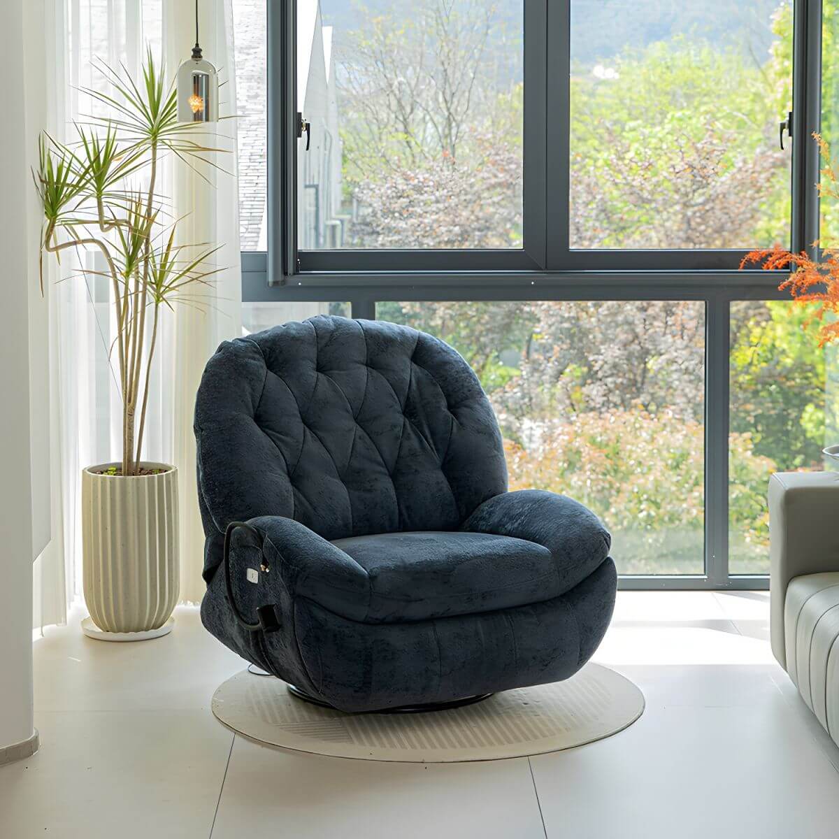 Modern tufted upholstery recliner