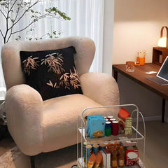 Modern accent stool with tufted back in grey