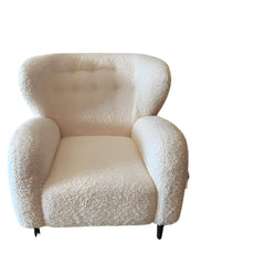 Upholstered vanity stool in soft sherpa fabric