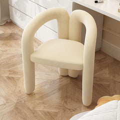 Stylish white vanity stool with metal frame