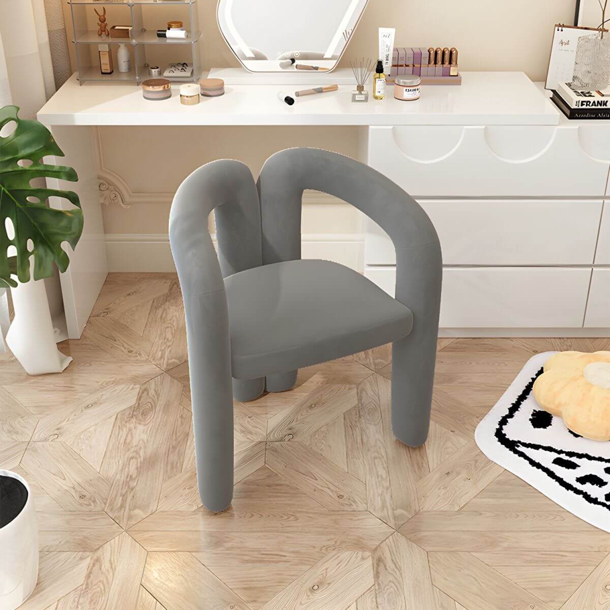 Elegant modern vanity stool with back