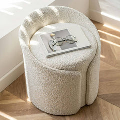 White upholstered vanity stool