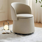tall modern white vanity stool with foldable back
