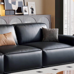 Chic midnight black couch in stylish living area