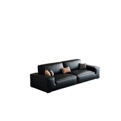 Midnight black sofa couch in modern living room