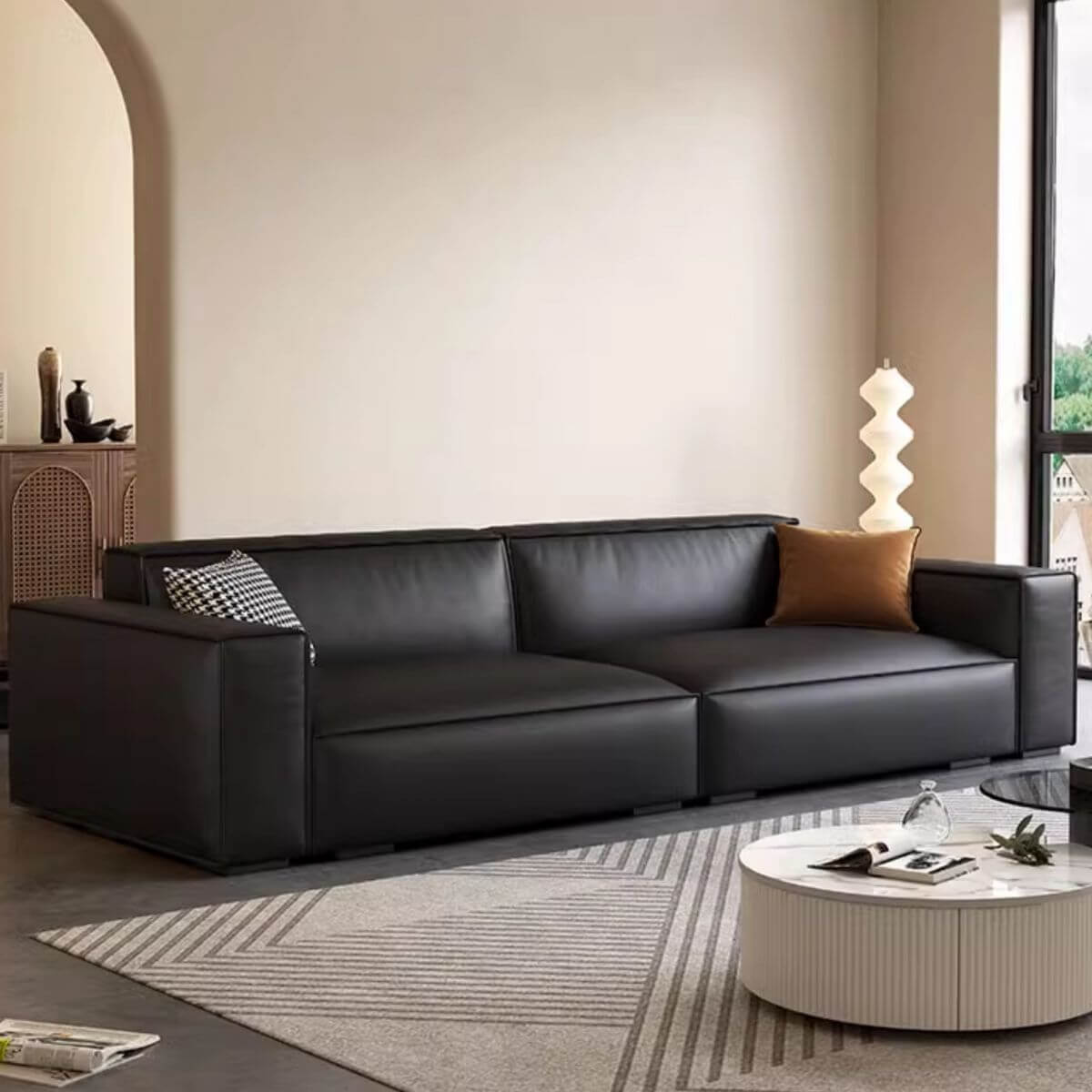 Tear Resistant Midnight Black Sofa side view