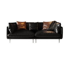 Midnight black sofa with mocha accents