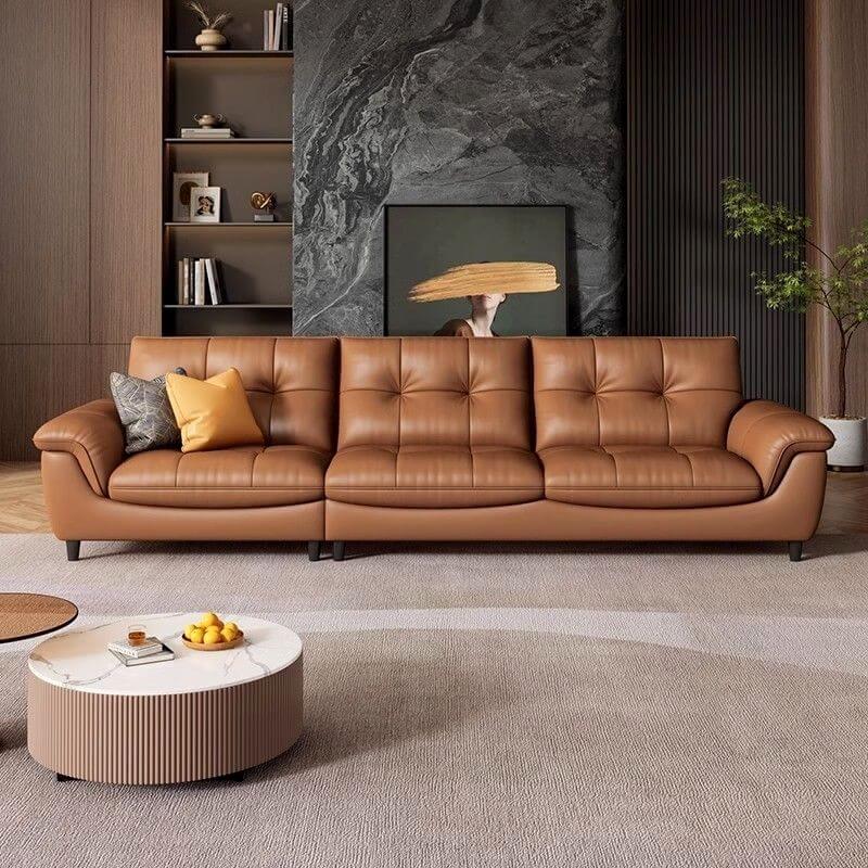 Tear Resistant Mocha Floor Sofa front view