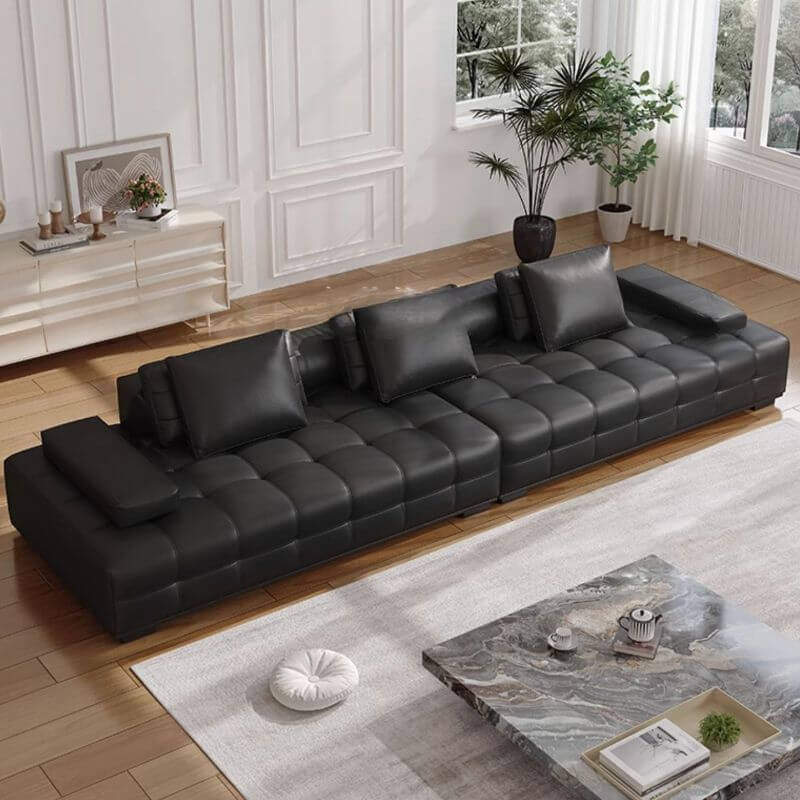 Tear Resistant Parlor Standard Sofa in Midnight Black with Arm Secondary image
