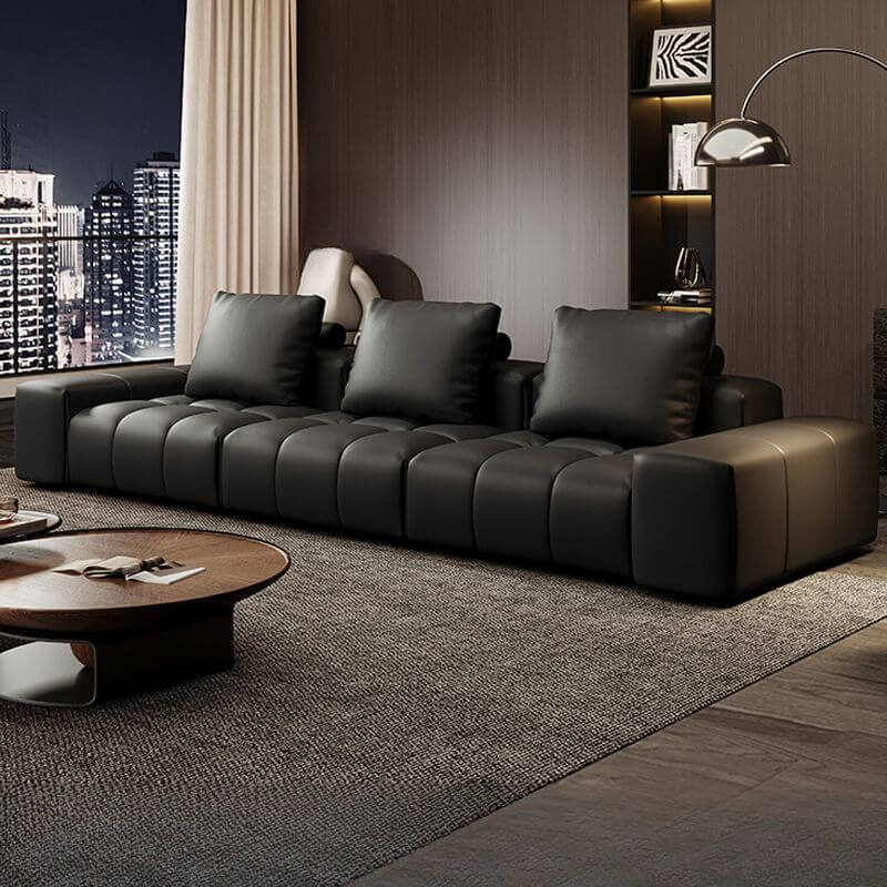 Tear Resistant Parlor Standard Sofa in Midnight Black メイン画像