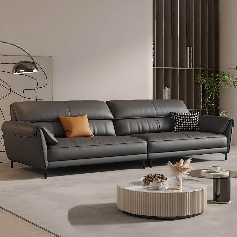 Tear Resistant Rolled Arm Sofa in Grey メイン画像