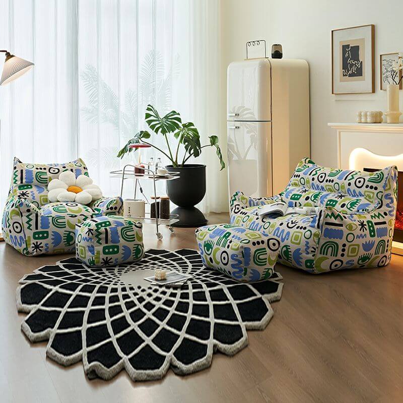 Teen Use Mobility Organic Multiple Colors Flannel Abstract Bean Bag Set/Bag Couch/Bean Bag Lounger, Eco Friendly Secondary image