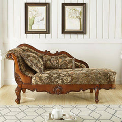 Toile Padded Unfixed Chaise Accent Chair in Brown