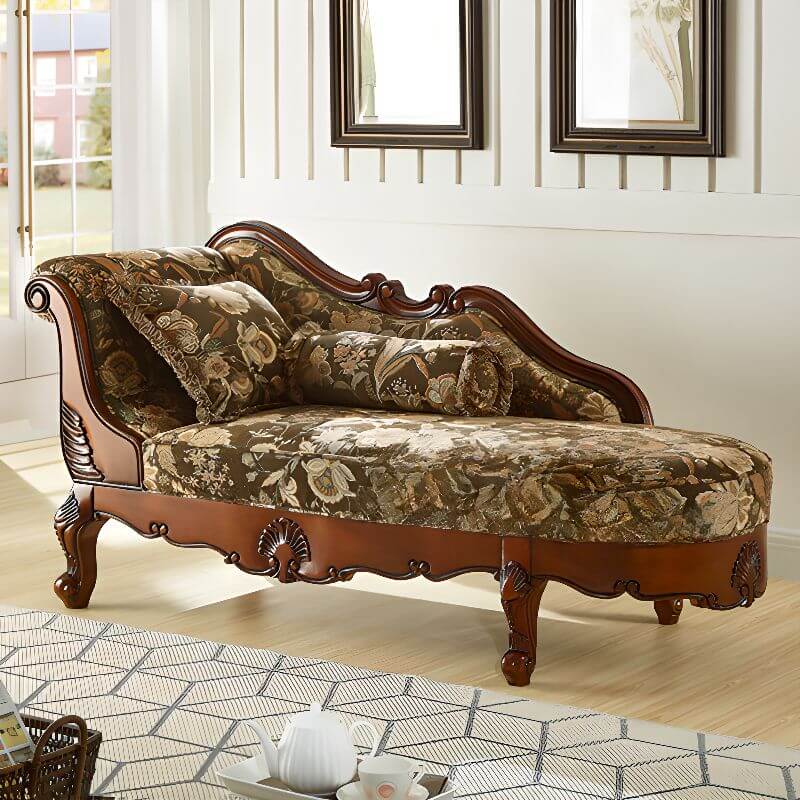 Modern Toile Pattern Chaise Lounge