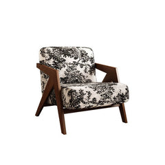 Toile striped upholstered arm chair front view