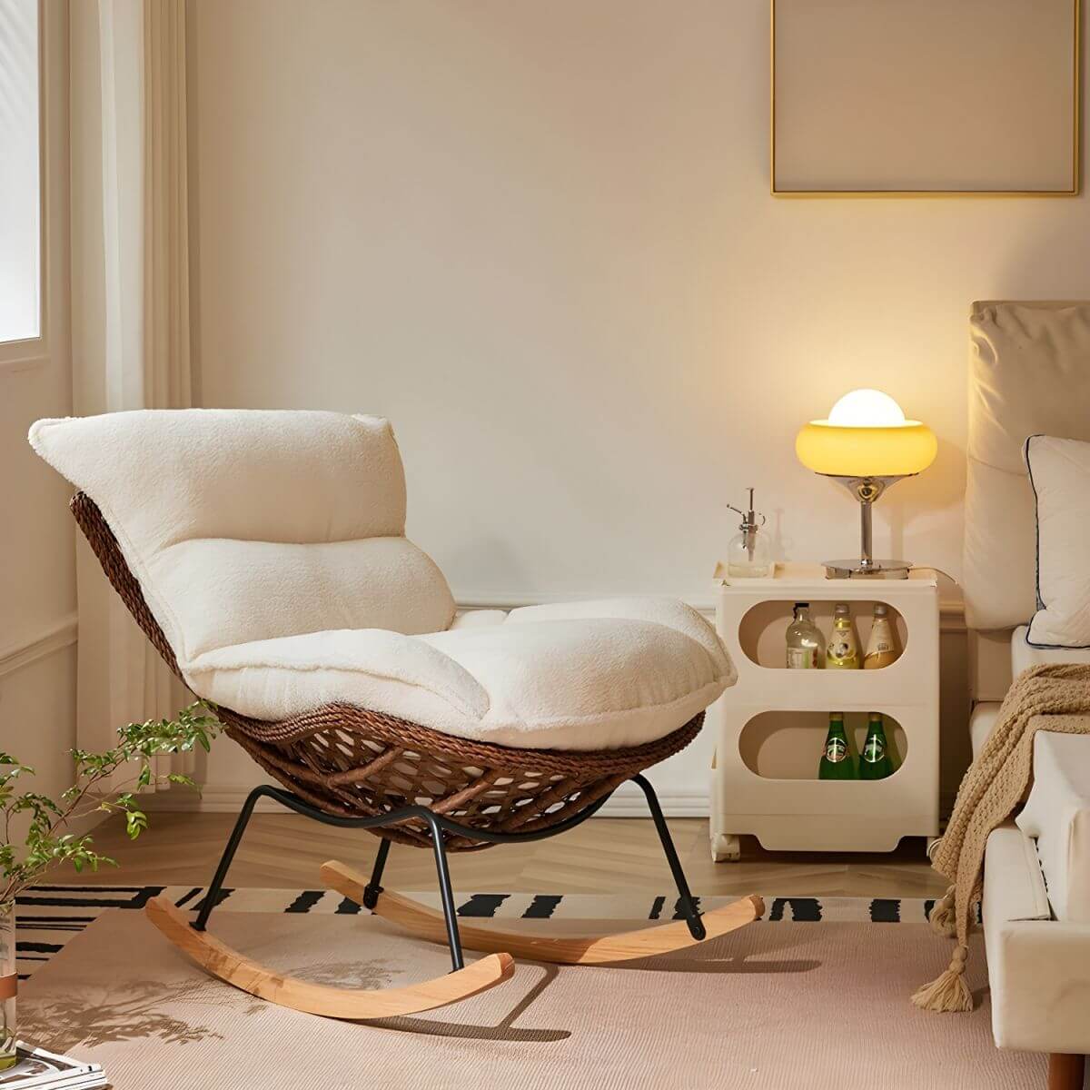 Traditional armless rocking chair in dark brown color