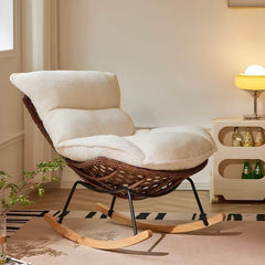 Traditional rocking chair in light brown and khaki