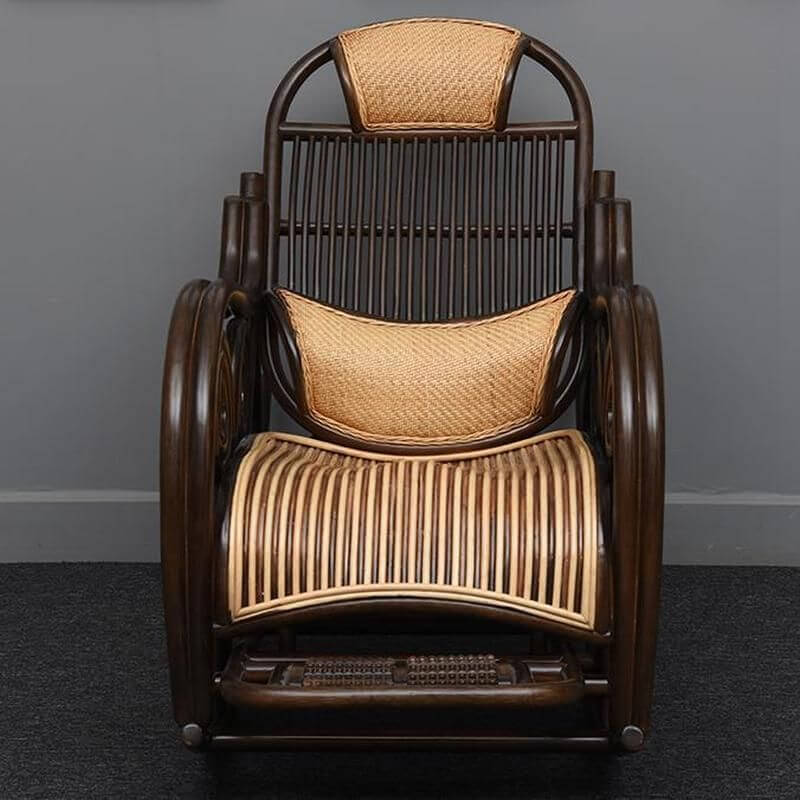 Traditional Black Rattan Rocking Chair front view