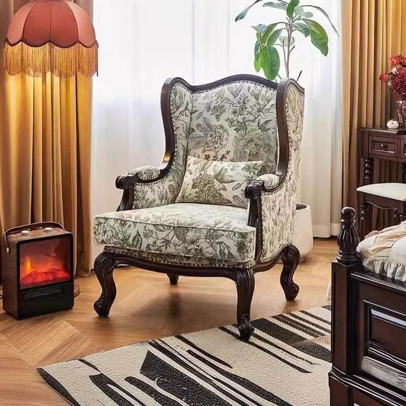 Traditional Floral Pattern Arm Chair Front View Main image