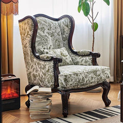 Traditional Floral Pattern Arm Chair in Cozy Reading Nook