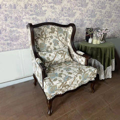 Traditional Floral Pattern Arm Chair Fabric Detail