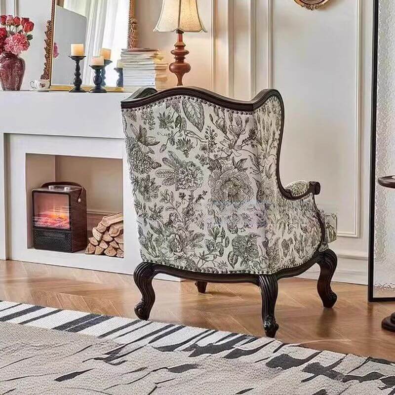 Traditional Floral Pattern Arm Chair Close Up