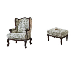 Traditional Floral Pattern Arm Chair Front View