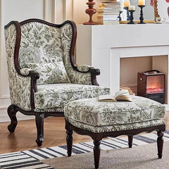 Traditional Floral Pattern Arm Chair with Accent Pillows